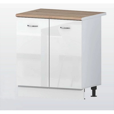 Голд - Аполо Долен кухненски шкаф с 2 врати и рафт Алис b2 80 см бял гланц