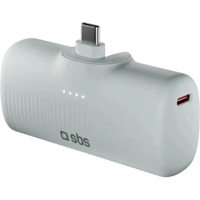 SBS EcoPower 5000 mAh 10W Преносима батерия Powerbank с вграден USB-C порт - сив (TEBB5000PLUGLGGRS)