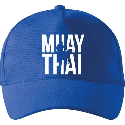 Nápis Muay Thai so zahnutým šiltom a látkovou sponou Kráľovská modrá