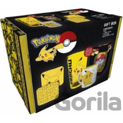 Darčekový set Pokémon - Pikachu: Keramický hrnček - pohár- 2 tácky