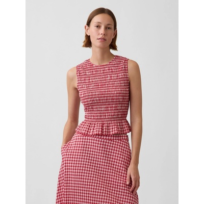 GAP Kockovaný peplum crop top Červená