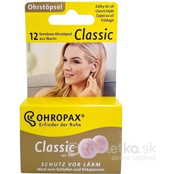 Ohropax Classic ušné vložky v krabičke 1x12 ks