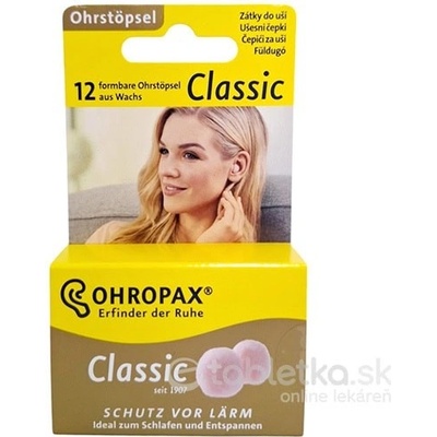 Ohropax Classic ušné vložky v krabičke 1x12 ks