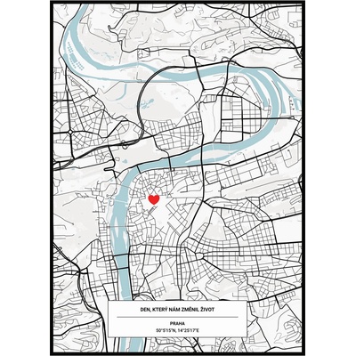 Jen tak z lásky Mapa vaší trasy – plakát z GPX pro běžce, cyklisty i turisty Barevná varianta: Šedá, Rozměr plakátu: 50 × 70 cm (tištěný plakát)