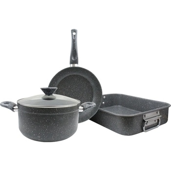 Elekom Лукс Комплект Съдове в сива гама - Тава с дръжки, Тиган, Тенджера