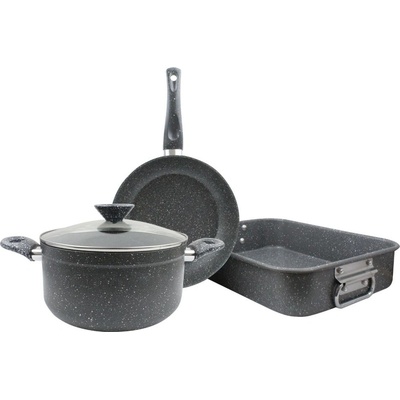 Elekom Лукс Комплект Съдове в сива гама - Тава с дръжки, Тиган, Тенджера (Лукс Комплект Съдове в сива гама - Тава с дръжки, Тиган, Тенджера)