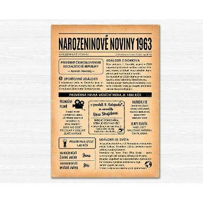 Narozeninové noviny 1963 - jednostranné (starší verze)