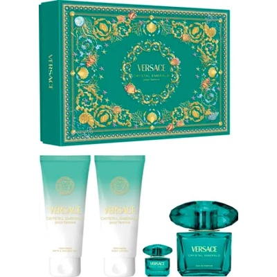 Versace Crystal Emerald Подаръчен комплект, Eau de parfum 90ml + Eau de parfum 5ml + Body lotion 100ml + Shower gel 100ml, Жени