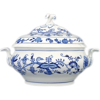Český porcelán Dubí Mísa polévková oválná s víkem s výřezem cibulák 3 l
