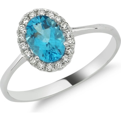 Lillian Vassago Zlatý prsten s modrým topazem a diamanty LLV11 SMR5637 02 BTZ