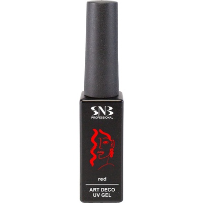 SNB Art deco uv гел боичка с тънка четка snb, за рисуване и декорация на нокти, червена, 10 мл (npd003)