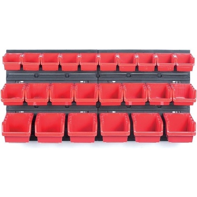 PK Group Závesný panel s 24 zásobníkmi 800x165x400 mm červenočerný
