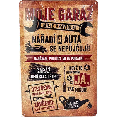 Garážovka Plechová cedule Moje garáž, moje pravidla! 29 x 19 cm – Zboží Dáma