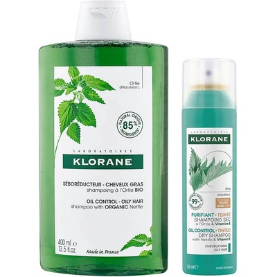 Klorane Nettle Комплект - Шампоан и Оцветен сух шампоан, 400 + 150 ml