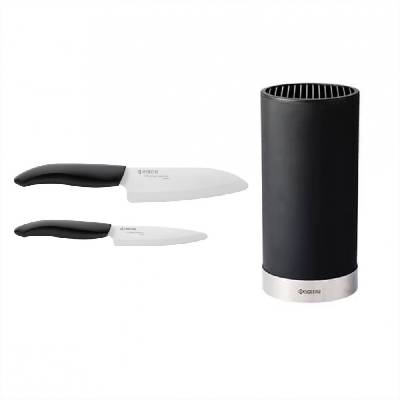 Комплект от 2 бр. керамични ножове + блок за ножове (Kyocera KB-RD BK INCL. 2KN SET)