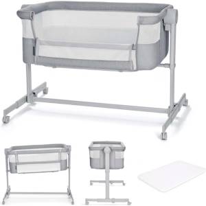 KinderKraft NESTEE UP 2 бебешка кошара LIGHT GREY (KLNEE002LGRF000) - xmall