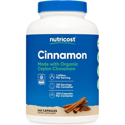 Nutricost Цейлонска канела (кора) 600 mg 240 капсули | Nutricost (57445 (245201) NC)