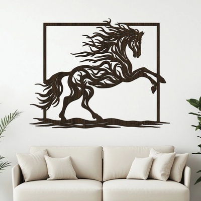 dřevo života Dřevěný obraz HORSE Rozměry (cm): 60x47, Zvolte barvu dekoru: Wenge