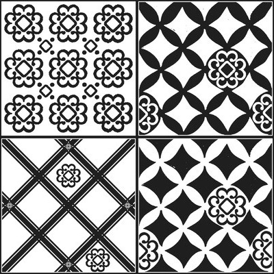 Crearreda 31222 Samolepky na kachličky černo-bílé Azulejos Azulejos Black&White 3ks (20 x 20 cm) – Sleviste.cz