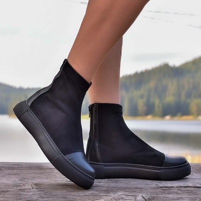 Tinti Shoes Дамски боти тип чорап Irka black velur