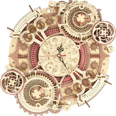 Robotime 3D drevené mechanické puzzle Hodiny s kalendárom 168 ks