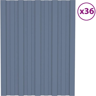 vidaXL Покривни панели, 36 бр, поцинкована стомана, сиви, 60х45 см (317190)