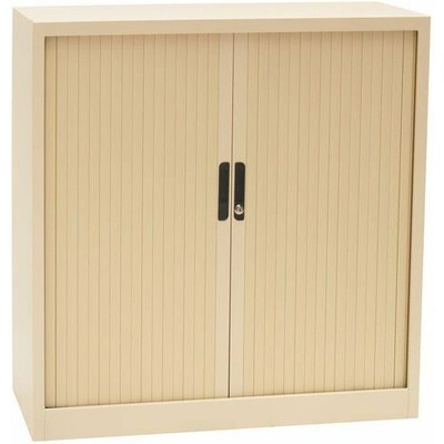 Manutan Expert Kovová spisová skriňa s roletou, 2 police, 105 x 100 x 45 cm, béžová