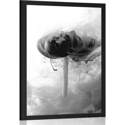 Plakát růžový květ v zajímavém provedení v černobílém provedení - 40x60 black