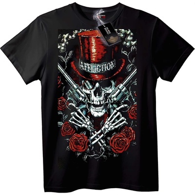 NOONEBRAND Тениска Skull с Топ Шапка и Рози - XS, Black
