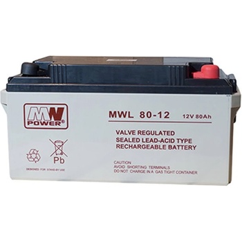Image 1 of MWL Акумулаторна батерия MWL 80-12H, 12V, 80Ah, AGM, М6 конектори (80-12H)