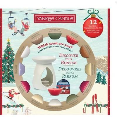Yankee Candle Christmas Collection keramická aroma lampa 1 ks + Yankee Candle Silver Sage & Pine vosk do aromalampy 22 g + Yankee Candle Christmas Eve vosk do aromalampy 22 g + Yankee Candle Cinnamon