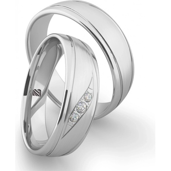 Blink Blink Svadobné obrúčky z bieleho zlata so vzorom a kameňmi 8303 BL