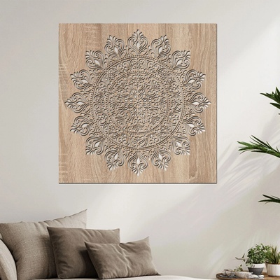dřevo života Dřevěná mandala Propojení Zvolte rozměr šxv (cm): 60x60, Zvolte barvu dekoru: Dub Sonoma