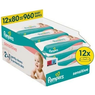 Pampers Sensitive Baby dětské čisticí ubrousky 12 x 80 ks