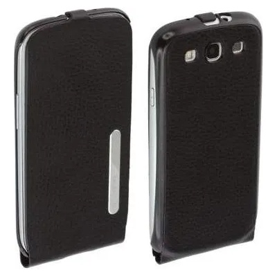 Samsung Leather Flip - вертикален кожен калъф за Samsung Galaxy S3 i9300 (черен)