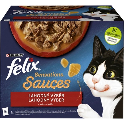 Felix Sensations Sauces hovězí jehněčí krůta kachna v lahodné omáčce 12 x 85 g – Sleviste.cz
