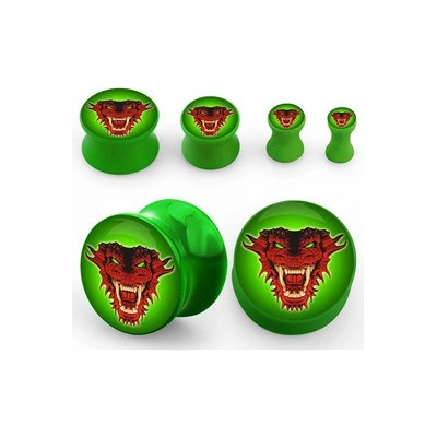 Piercingate plug do ucha červený drak PTP00289 Zelená