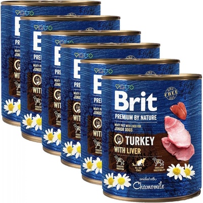 Brit Premium by Nature Dog Junior Turkey With Liver 6 x 800 g