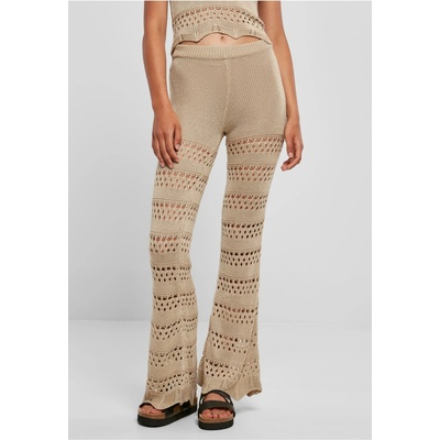 Women's flared crochet leggings made of soft seagrass krémová Urban Classics