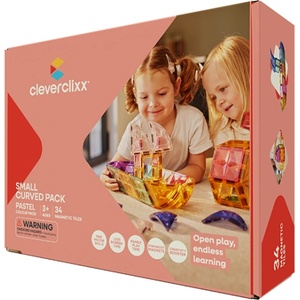 Cleverclixx Магнитен строителен комплект Small Curved Pack Pastel - 34 бр (CLEVER_CC-1025)