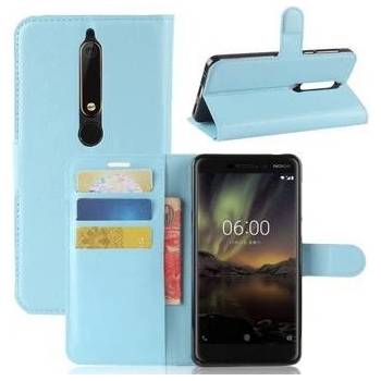 Pouzdro Litchi PU kožené Nokia 6.1 - modré