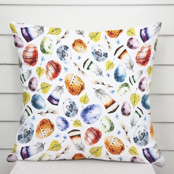 Biante Veľkonočná TF-075 Farebné kraslice a pierka na bielom 50 x 70 cm