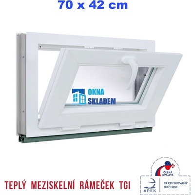 ERKADO Plastové okno 700 x 420 mm sklopné, Bílé / Antracit