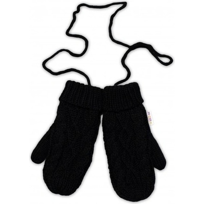 Baby Nellys Dámské pletené palčáky s fleecovou podšívkou černé