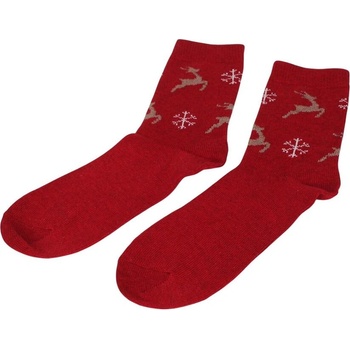 Мъжки вълнени чорапи в червено с елени и снежинки