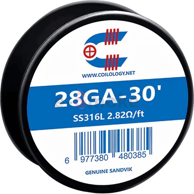 Coilology Plain wire SS316L odporový drôt AWG 28 ga 0,32 mm