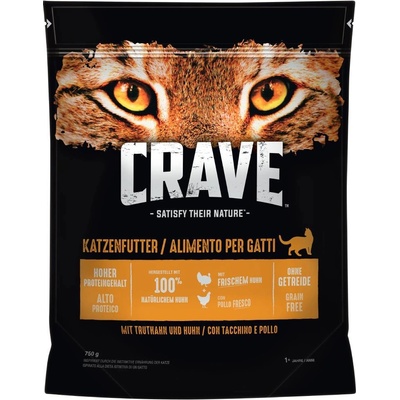 Crave Adult Cat s kuřetem & krocanem 2 x 0,75 kg