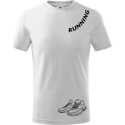 Running nápis šikmo tričko detské biela