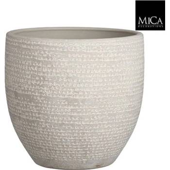 Mica КАШПА КЕРАМИЧНА КРЪГЛА carrie Ø24х22см СВ. СИВА (1079207)
