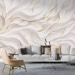 Art Gift Decor Фототапет 3d абстрактни вълни със златни линии